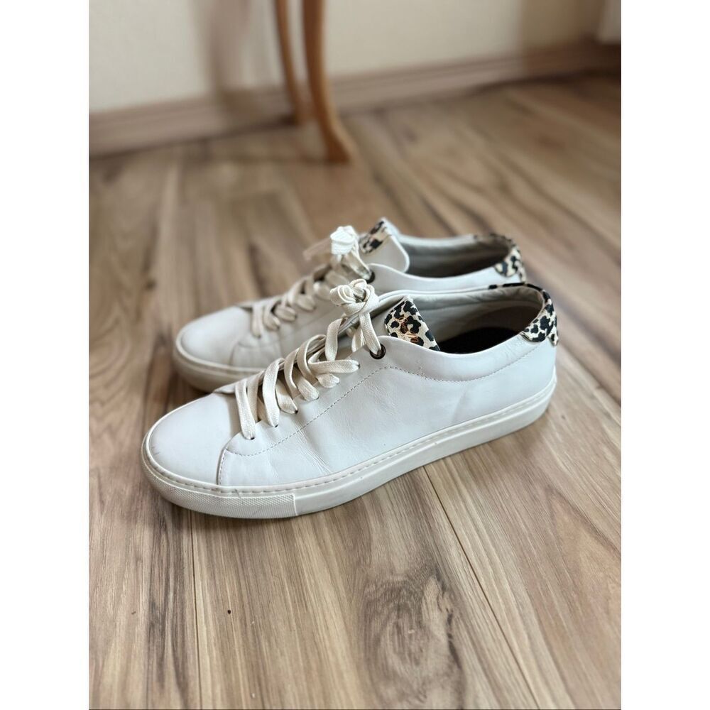 Good Man Mens Leopard White Leather Low-top Legend London Lace-up Sneakers Size